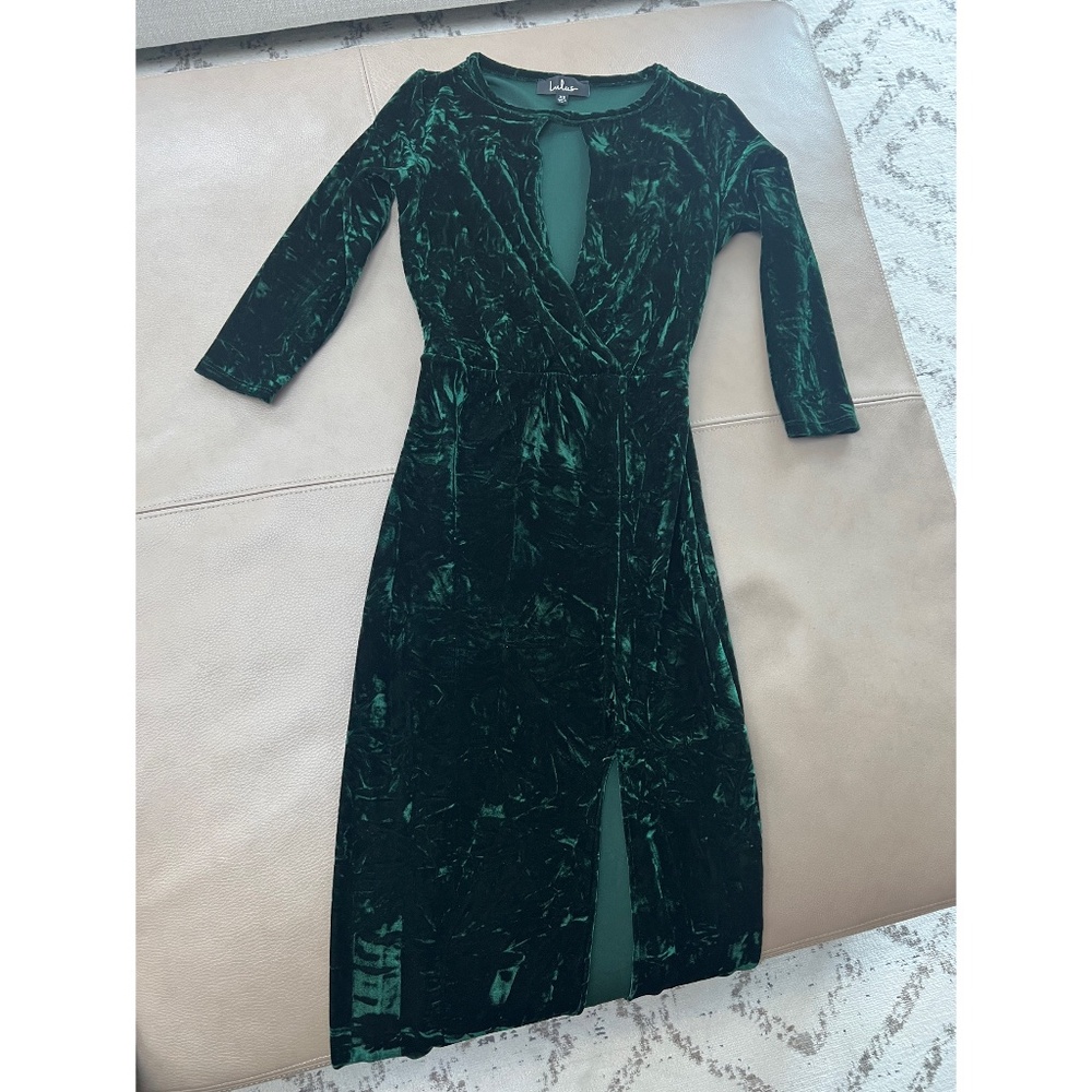 Lulus Forest Green Velvet Maxi Dress Size XS